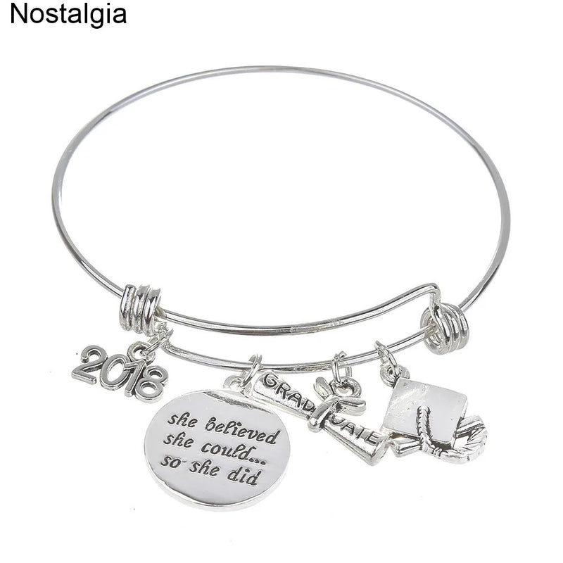 Graduation Cap Charm Bangle Graduation Gift