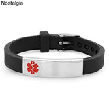 Medical Alert Cuff Bracelet Pink Silicone Charm