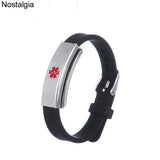 Medical Alert Cuff Bracelet Pink Silicone Charm