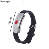 Medical Alert Cuff Bracelet Pink Silicone Charm