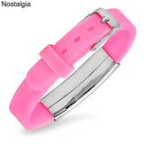 Medical Alert Cuff Bracelet Pink Silicone Charm