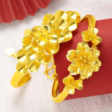Flower Bangle 24K Bridal Jewelry Copper Plated Bracelet