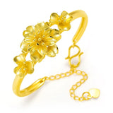Flower Bangle 24K Bridal Jewelry Copper Plated Bracelet