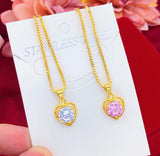 Love Heart Clavicle Chain 14k Yellow Pendant Necklace