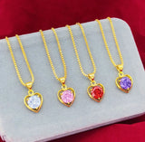 Love Heart Clavicle Chain 14k Yellow Pendant Necklace