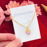 Love Heart Clavicle Chain 14k Yellow Pendant Necklace