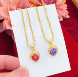 Love Heart Clavicle Chain 14k Yellow Pendant Necklace