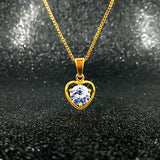 Love Heart Clavicle Chain 14k Yellow Pendant Necklace