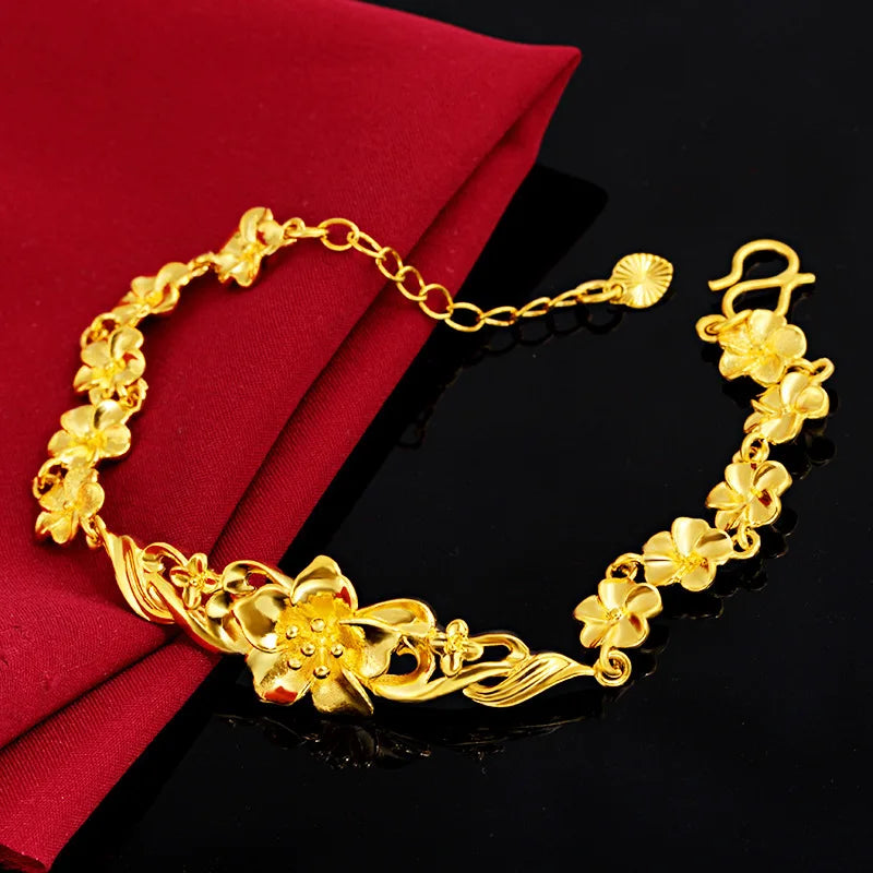Romantic Flower 18K Bracelet for Women Wedding Engagement Charm Bracelet