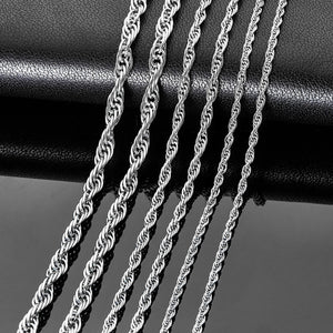 Stainless Steel Necklace Twists Rope Chain Men Women