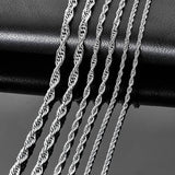 Stainless Steel Necklace Twists Rope Chain Men Women