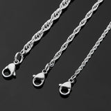 Stainless Steel Necklace Twists Rope Chain Men Women