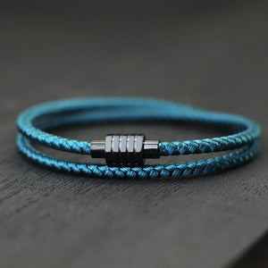 4mm Keel Rope Bracelet Stainless Steel Magentic Clasp Double Layer Cord Chain
