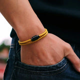4mm Keel Rope Bracelet Stainless Steel Magentic Clasp Double Layer Cord Chain