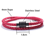 4mm Keel Rope Bracelet Stainless Steel Magentic Clasp Double Layer Cord Chain