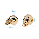 4pcs Gothic Skull Heads Beads Copper Jewelry Zirconia Spacer Charm