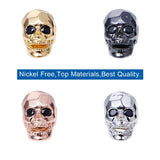 4pcs Gothic Skull Heads Beads Copper Jewelry Zirconia Spacer Charm