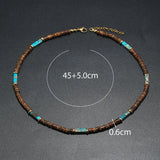 Boho Men Necklace Coconut Bead Emperador Stone Collar Short
