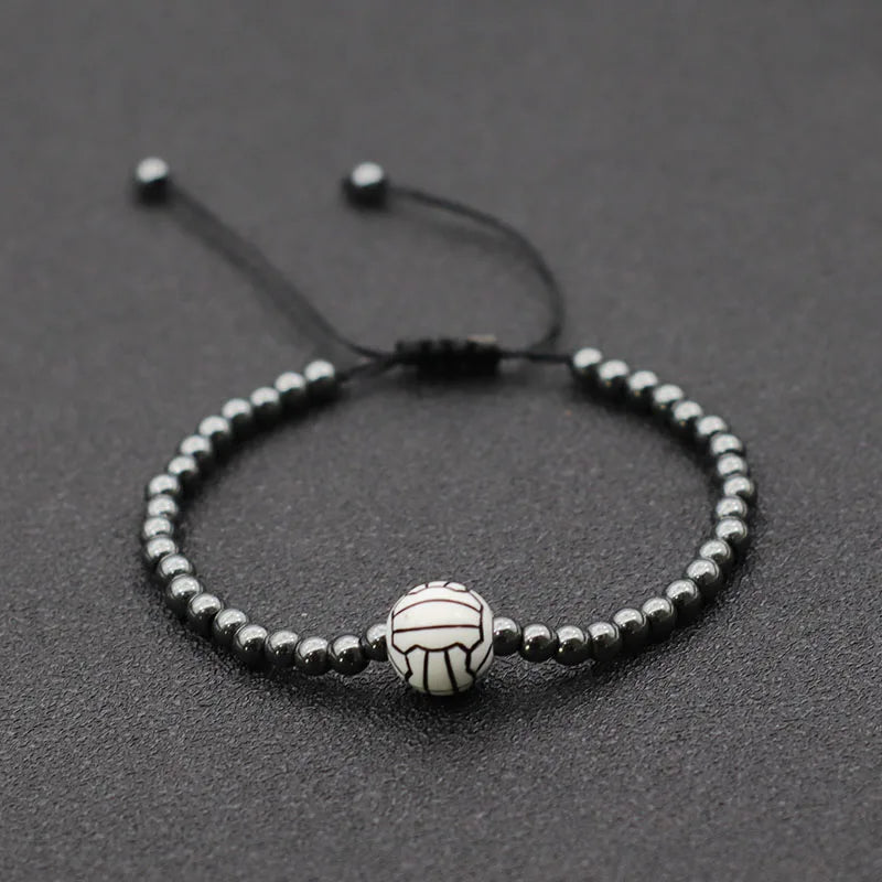 Adjustable Volleyball Bracelet Vintage Wooden Bracelet