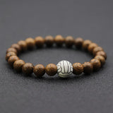 Adjustable Volleyball Bracelet Vintage Wooden Bracelet