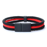 Men Rope Bracelet Magnet Buckle Biker Accessories Matching Wrap Braslet