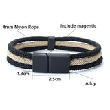 Men Rope Bracelet Magnet Buckle Biker Accessories Matching Wrap Braslet
