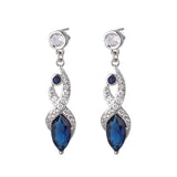 Sapphire Water Droplet Earrings Long Pendant for Women