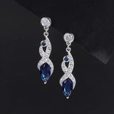 Sapphire Water Droplet Earrings Long Pendant for Women