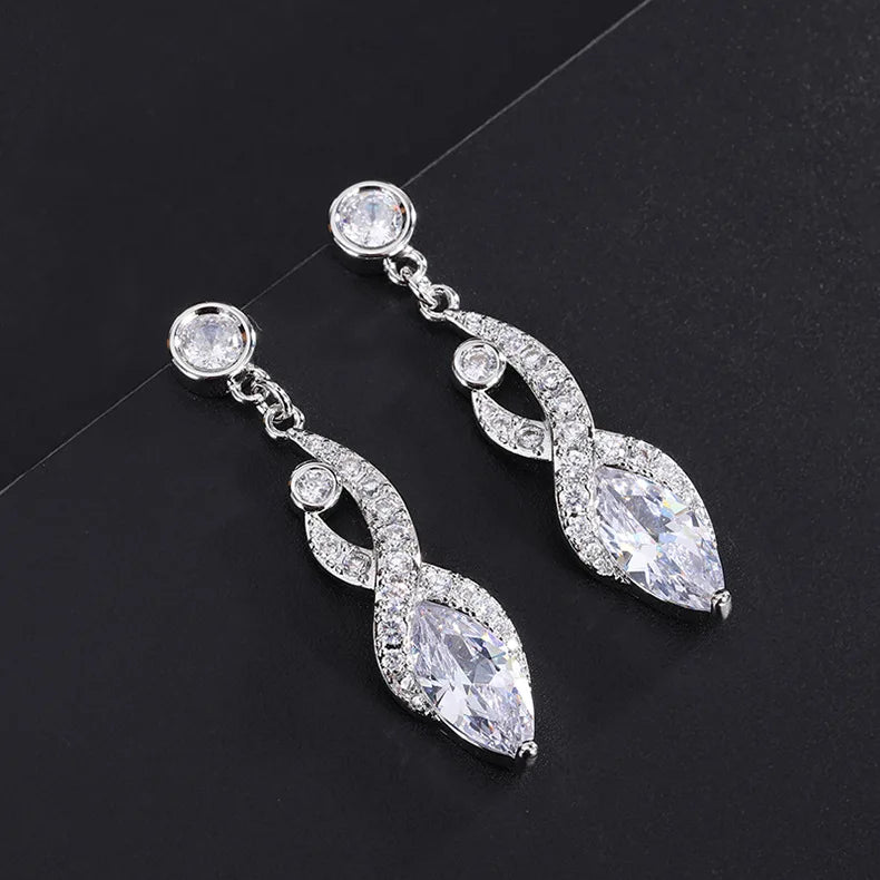 Sapphire Water Droplet Earrings Long Pendant for Women