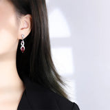 Sapphire Water Droplet Earrings Long Pendant for Women