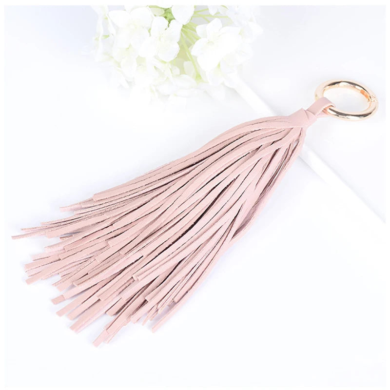 Leather Tassel Keychain Car Key Chain Bag Charm Pendant Accessories