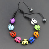 Vintage Skeleton Skull Bead Bracelets Antique Rope Craft Jewelry 12Pcs