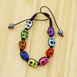 Vintage Skeleton Skull Bead Bracelets Antique Rope Craft Jewelry 12Pcs