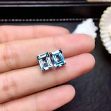 Topaz Inlaid Square Stud Earrings - Silver Jewelry