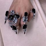 5pcs Crystal Acrylic Square Rings Set Adjustable Finger Rings