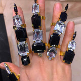 5pcs Crystal Acrylic Square Rings Set Adjustable Finger Rings