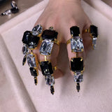 5pcs Crystal Acrylic Square Rings Set Adjustable Finger Rings