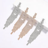 Rhinestone Letter R Tassel Drop Earrings Bling Crystal Dangle Statement Jewelry