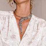 Rhinestone Multi-layer Tassel Chain Choker Necklace