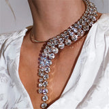 Rhinestone Multi-layer Tassel Chain Choker Necklace