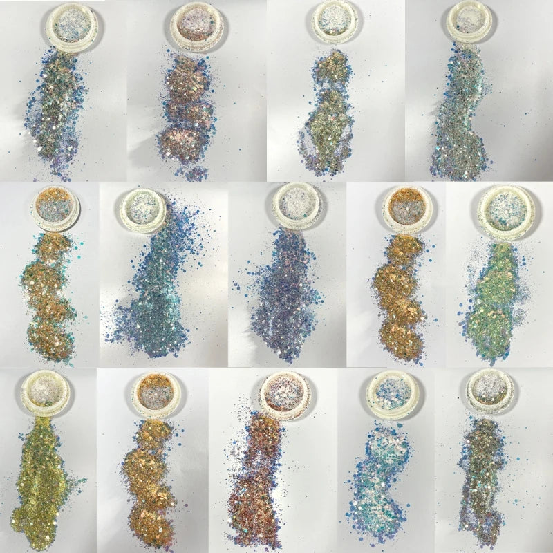 12 Colors Resin Sequins Glitter Chunky Holographic Glitter for Art Craft