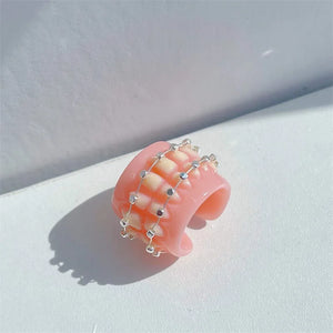 Funny Dental Braces Resin Ring Alternative Jewelry for Women Men