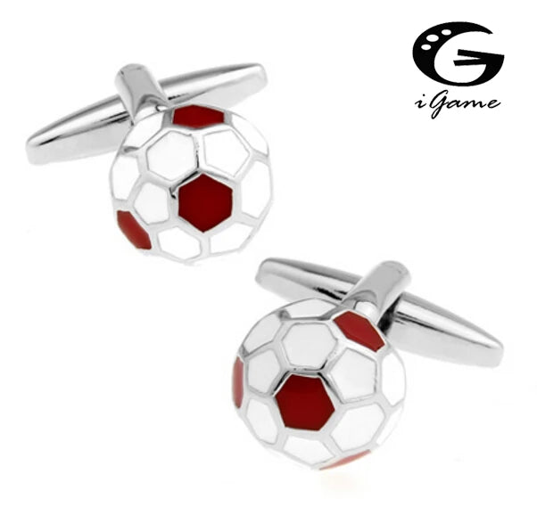 Enamel Football Cuff Links - Red Copper