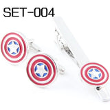 America Sheild Superhero Series Tie Clips & Cufflinks Set