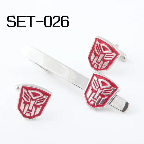 Red Autobots Superhero Tie Clips & Cufflinks Set