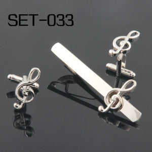 Music Note Tie Clip & Cufflinks Set 033