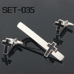 Novelty Tie Clip & Cufflinks Set 035 Cross