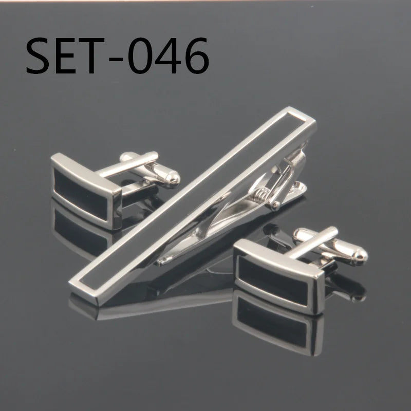 Novelty Tie Clips & Cufflinks Set, Mixed Patterns Set 046