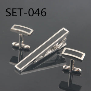 Novelty Tie Clips & Cufflinks Set, Mixed Patterns Set 046