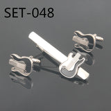 Guitar Tie Clip & Cufflinks Set - Novelty Music Theme Accessories